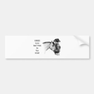 Cowboy: Horses: Hoof Prints: Pencil Drawing Bumper Sticker