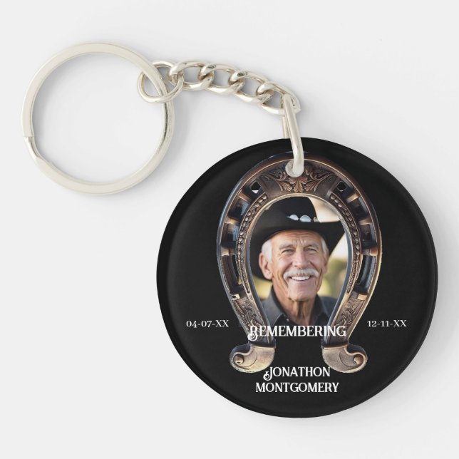 Cowboy Horseshoe Memorial  Key Ring (Front)