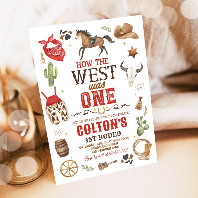 Cowboy How The West Was One 1st Rodeo Birthday Invitation (Creator Uploaded)