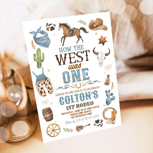 Cowboy How The West Was One 1st Rodeo Birthday Invitation