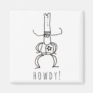 Cowboy Howdy Cartoon Drawing Doodle Magnet