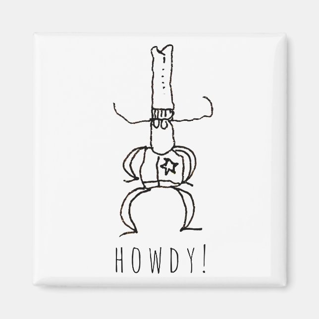 Cowboy Howdy Cartoon Drawing Doodle  Magnet (Front)