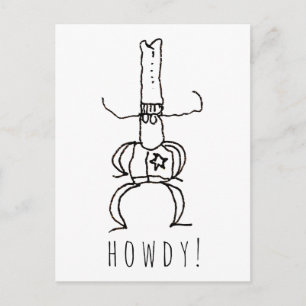 Cowboy Howdy Cartoon Drawing Doodle  Postcard