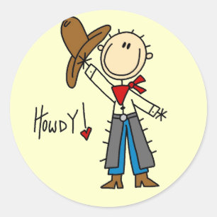 Cowboy Howdy T-shirts and Gifts Classic Round Sticker