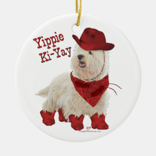 Cowboy in Boots Ceramic Tree Decoration