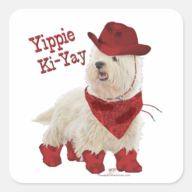 Cowboy in Boots Square Sticker (Front)