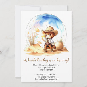 Cowboy-Inspired Theme Baby Boy Shower Invitation