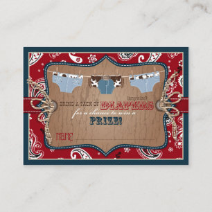 Cowboy Jeans and Chaps Diaper Raffle Ticket Enclosure Card