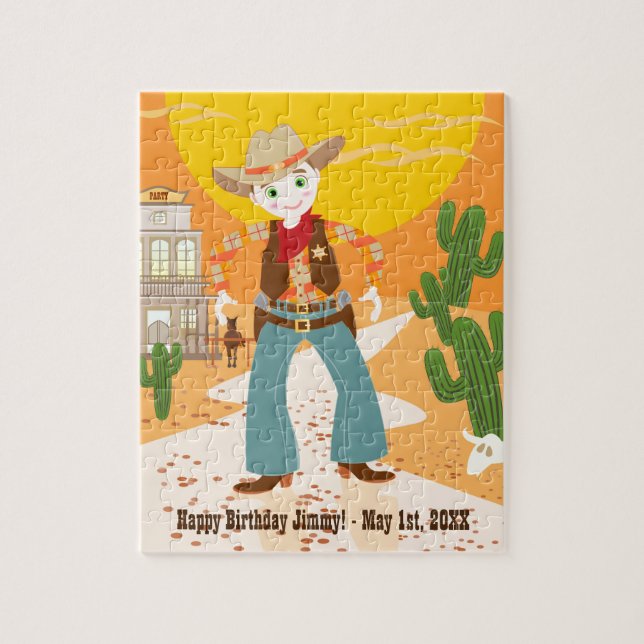 Cowboy kid birthday party jigsaw puzzle (Vertical)
