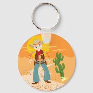 Cowboy kid birthday party key ring