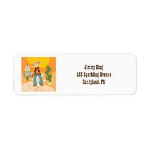 Cowboy kid birthday party return address label