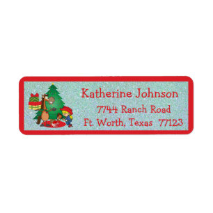 Cowboy Kids And Horse Cartoon Holiday Address Labe Return Address Label