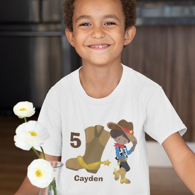 Cowboy Kids Birthday Party Custom Hispanic Boy T-Shirt (Creator Uploaded)