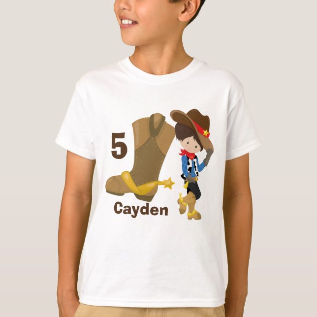 Cowboy Kids Birthday Party Custom Little Boy T-Shirt (Front)