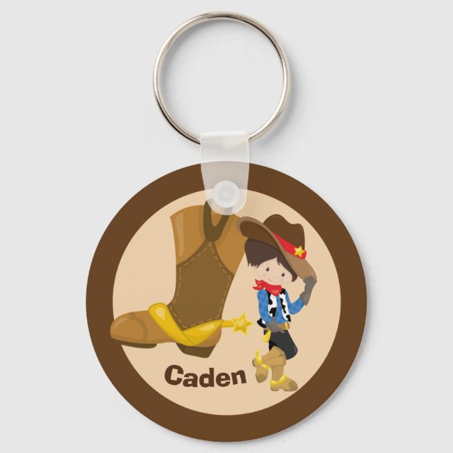 Cowboy Kids Custom Boys Monogram Wild West Rodeo Key Ring (Front)