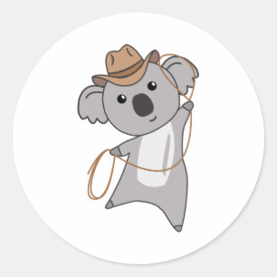 Cowboy Koala Koalas Koala Bear Western Australia Classic Round Sticker