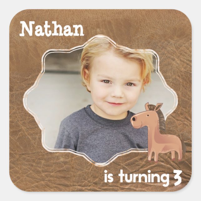 Cowboy Leather with Horse Custom Square Sticker (Front)