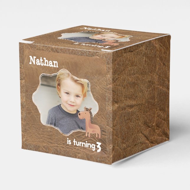 Cowboy Leather with Horse Favour Box (Front Side)