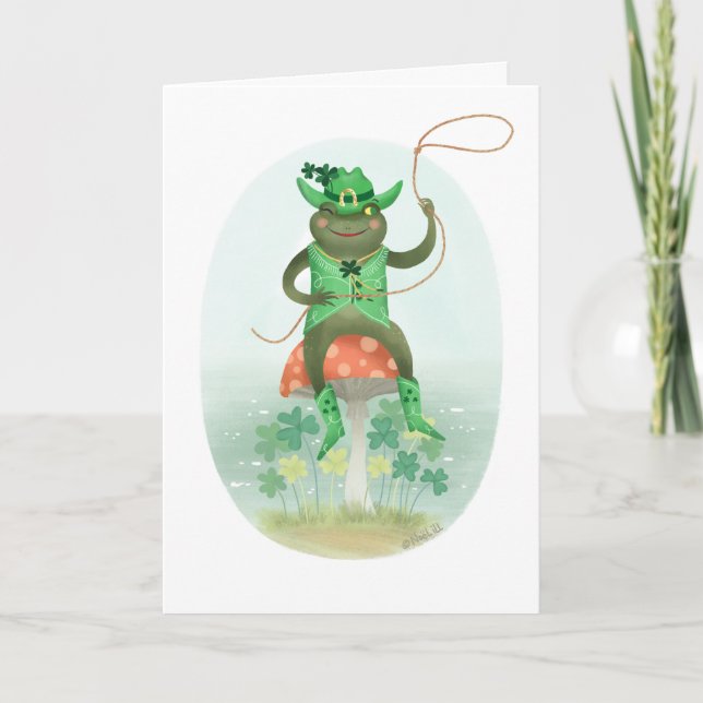 Cowboy Leprechaun Frog St. Patrick's Day  Card (Front)