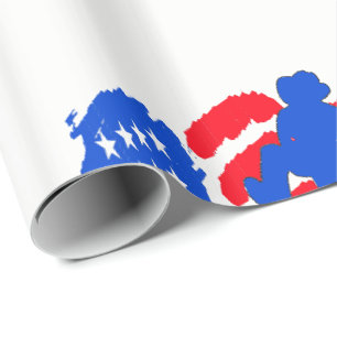 Cowboy Line Dancer With American Flag Wrapping Paper
