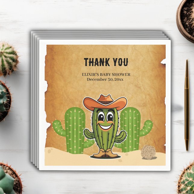 Cowboy Little Cactie Cactus Baby Shower Napkin (Creator Uploaded)