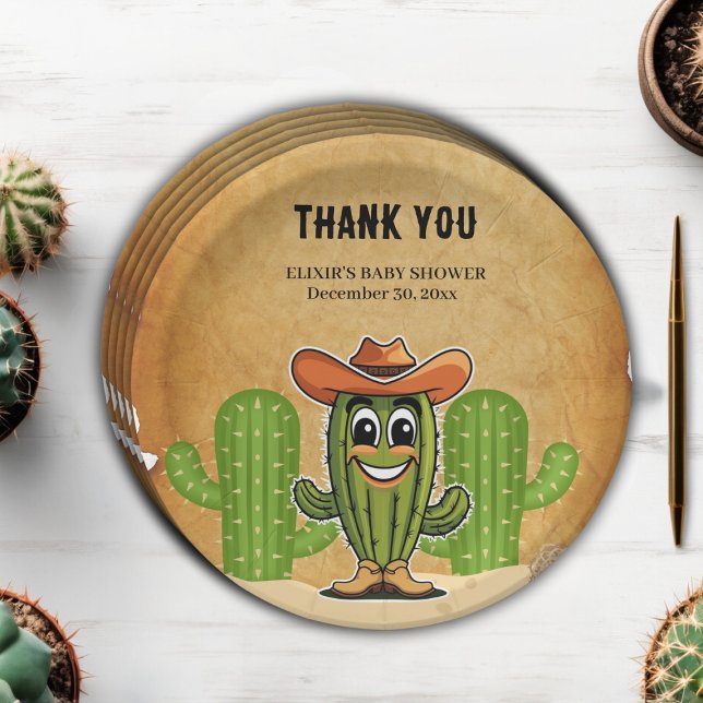 Cowboy Little Cactie Cactus Baby Shower Paper Plate (Creator Uploaded)