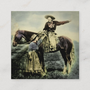 Cowboy Love Vintage Magic Lantern Slide Square Business Card