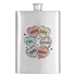 Cowboy Love - Western Hearts Hip Flask