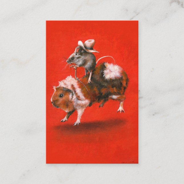 Cowboy Mouse And Guinea Pig ACEO Business  Card (Front)