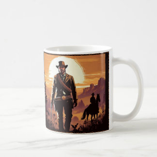 Cowboy mug at sunset in the desert