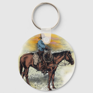 Cowboy n Sunset Key Ring