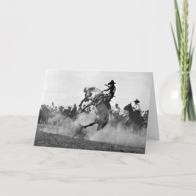Cowboy on a bucking bronco card (Front)