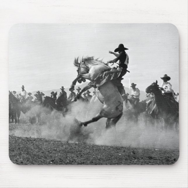 Cowboy on a bucking bronco mouse pad (Front)