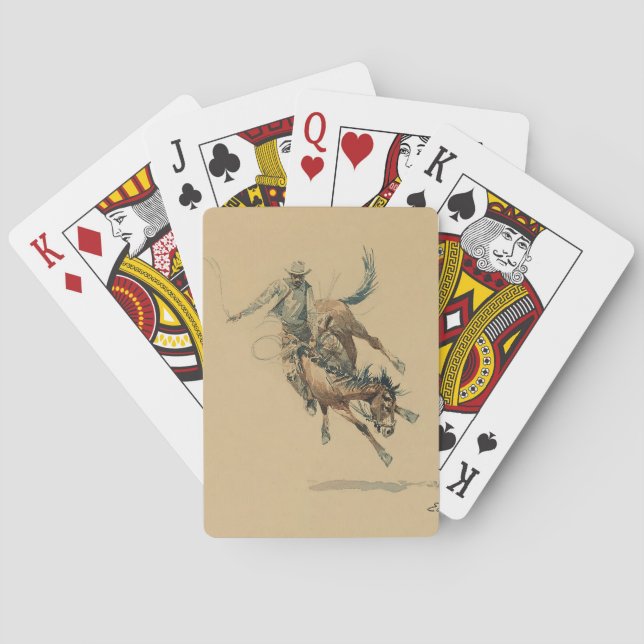 Cowboy on a Bucking Horse #3 by Edward Borein Playing Cards (Back)