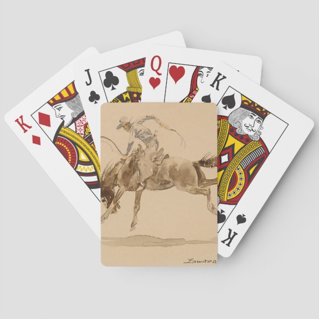Cowboy on a Bucking Horse by Edward Borein Playing Cards (Back)