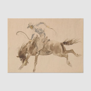 Cowboy on a Bucking Horse by Edward Borein Tissue Paper