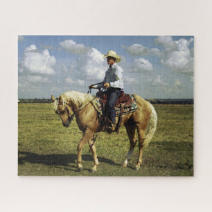 Cowboy On a Palomino Horse Jigsaw Puzzle
