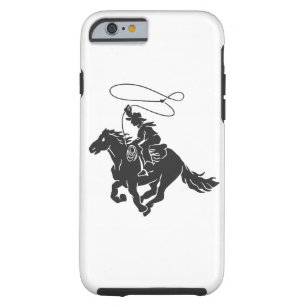 Cowboy on bucking horse running with lasso tough iPhone 6 case