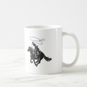 Cowboy on bucking horse running with lasso coffee mug