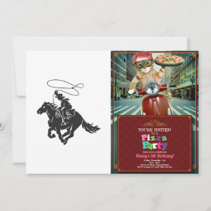 Cowboy on bucking horse running with lasso invitation