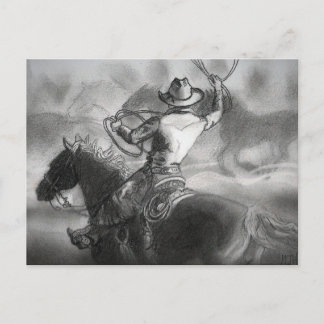 Cowboy on Horse Artwork Postcard