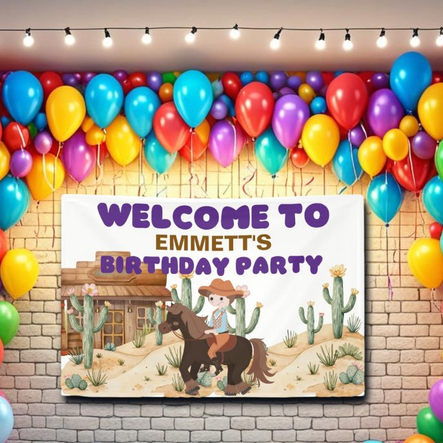Cowboy on Horse Birthday Party Welcome Banner (Creator Uploaded)