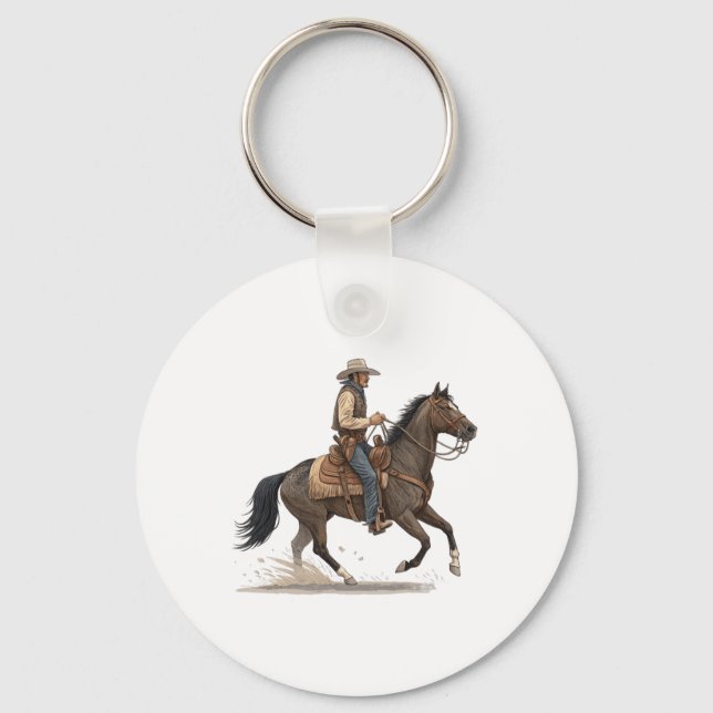 Cowboy On Horse Key Ring (Front)