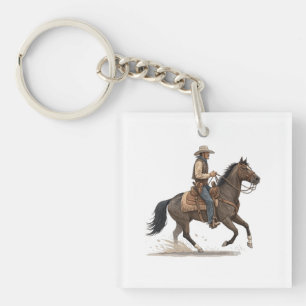 Cowboy On Horse Key Ring