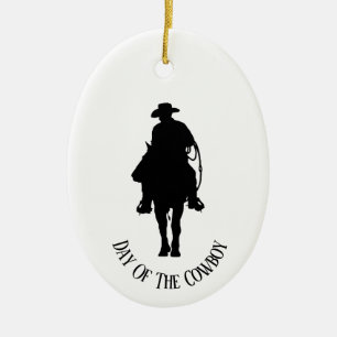 Cowboy on Horse Silhouette Ornament