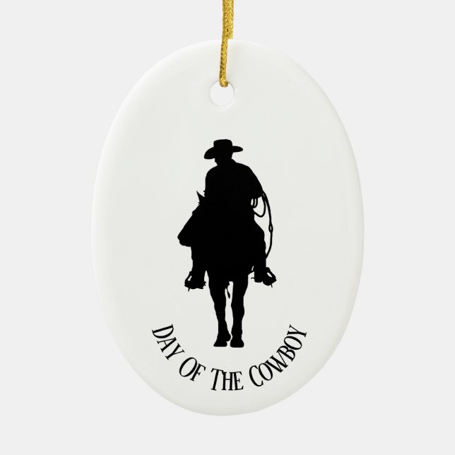 Cowboy on Horse Silhouette Ornament (Front)