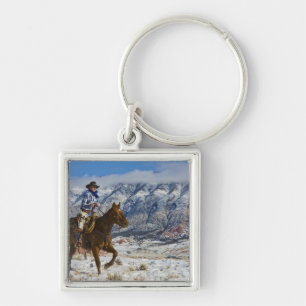 Cowboy on Horse wearing Leather Chaps 2 Key Ring