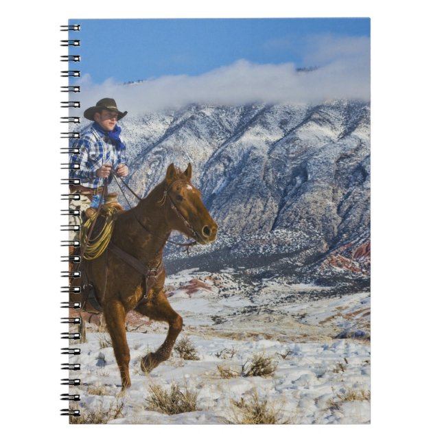 Cowboy on Horse wearing Leather Chaps 2 Notebook (Front)