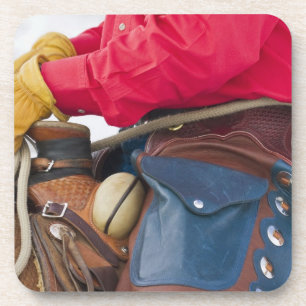 Cowboy on Horse wearing Leather Chaps Coaster