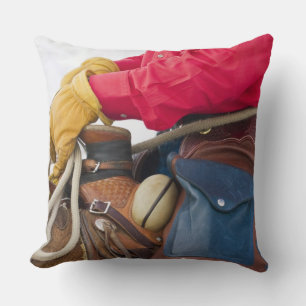 Cowboy on Horse wearing Leather Chaps Cushion
